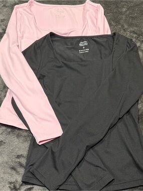Automet TWO Long Sleeve Square Neck Top - Pink and Black